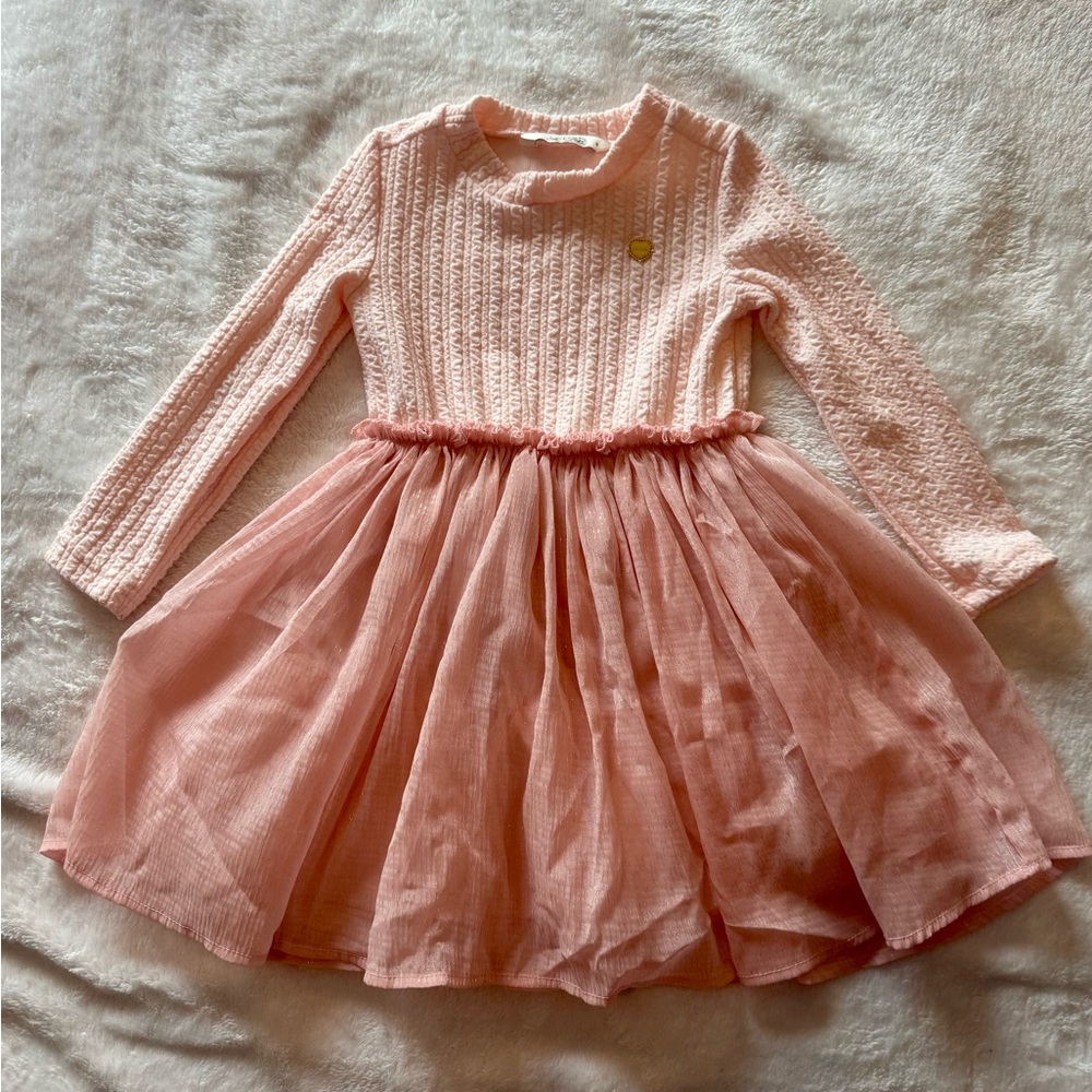 Chic Blush Long Sleeve Kids Dress